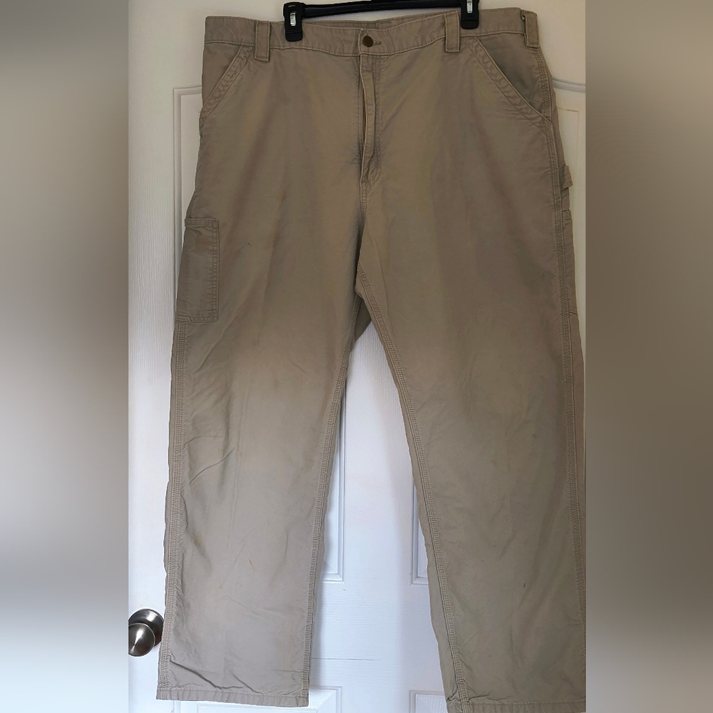 Carhartt B151 Tan Dungaree Fit Canvas Work Pants 42x32 100 % Cotton